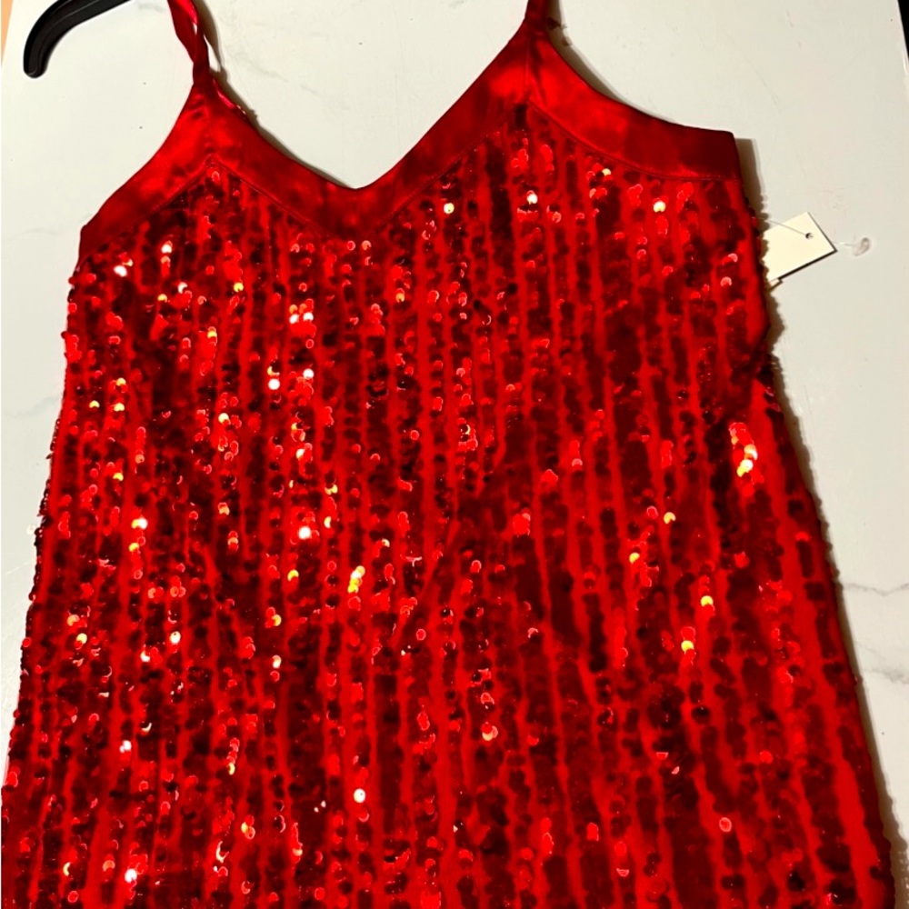 Red Sequin Tank Top. Size Small